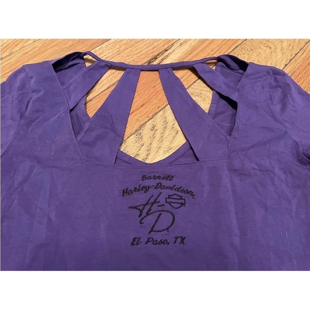 Harley Davidson Purple Cut Out T-Shirt El Paso Texas Women’s Size Large Y2K - Picture 6 of 12